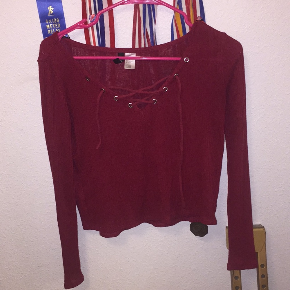 red cropped sweater